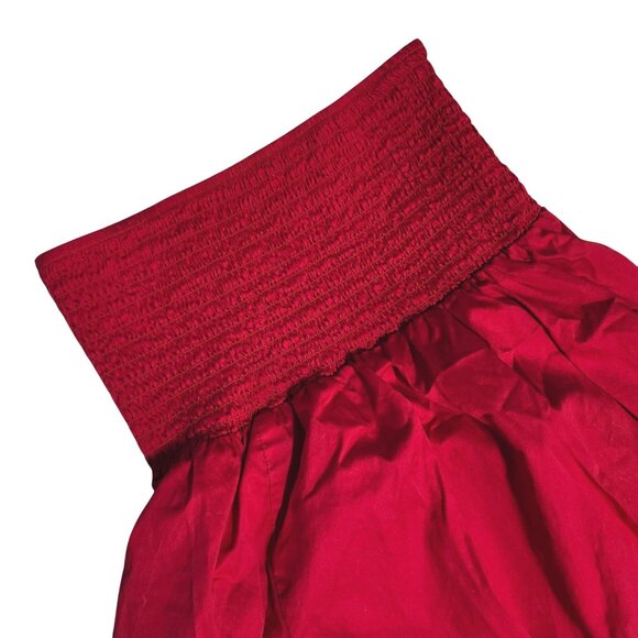 Wild Fable Women’s Medium Smocked Waist Midi Skirt Cherry Red Side Slit - Picture 5 of 7
